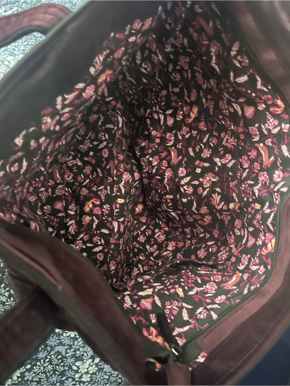 Vera Bradley Quilted Velvet Vera Large Tote Bag in BlackBerry Wine - Picture 5 of 5